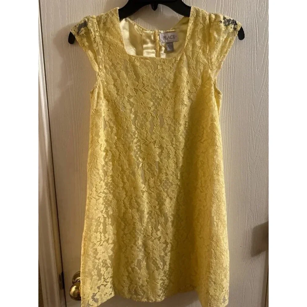 Girls Yellow Lace Children’s Place A Line Dress Size 10-12 L